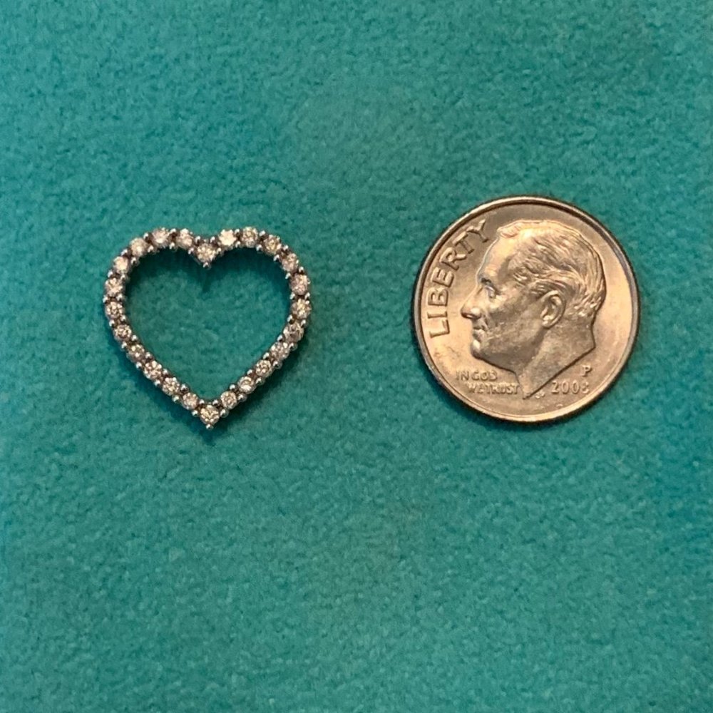 Diamond & 10K white gold heart pendant